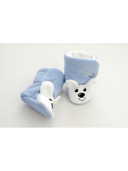 Сапожки-зверята Мишка голубой/белый