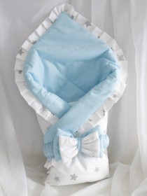 Плед-конверт "Счастливая звезда" голубой рюши