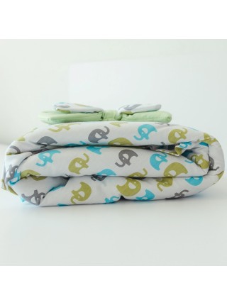 Плед-конверт Слоники зеленый