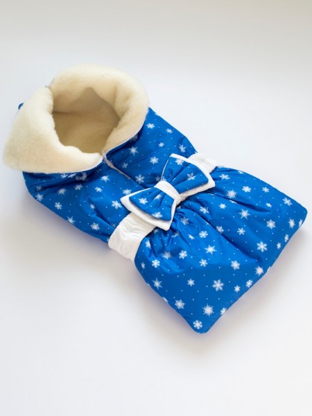 Одеяло-трансформер Снежинки синий на овчине