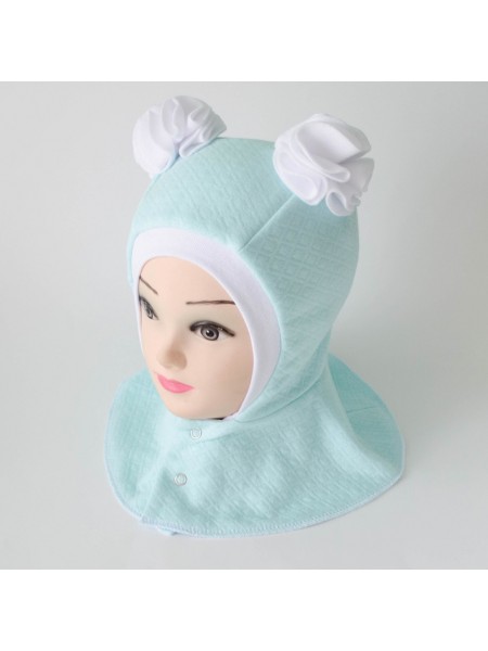 Шапка-шлем Помпоны мятный/белый