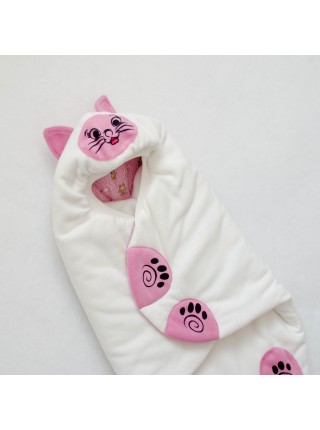 Конверт-кокон Котик молочный/розовый