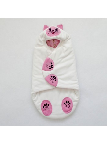 Конверт-кокон Котик молочный/розовый