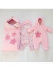 Комплект с комбинезоном Пуговки розовый велюр