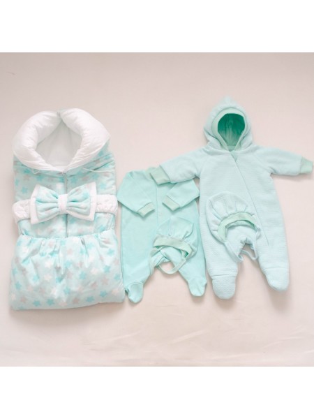 Комплект с комбинезоном Звездочки мятный
