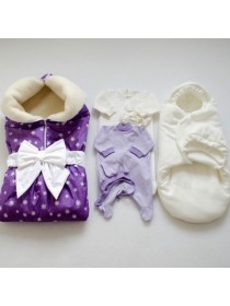 Комплект зимний "Снежинки" фиолетовый на овчине