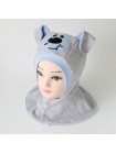 Шапка-шлем Собачка серый/голубой