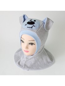 Шапка-шлем "Собачка" серый/голубой