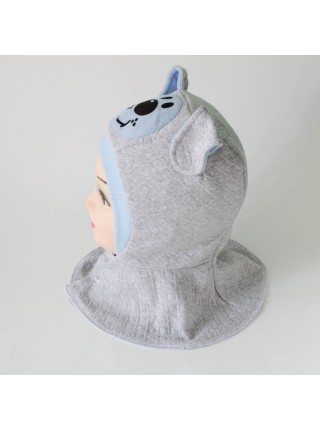 Шапка-шлем Собачка серый/голубой