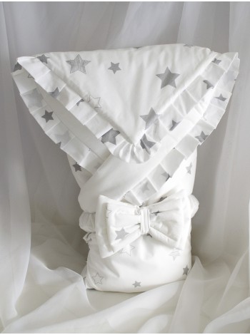 Плед-конверт Счастливая звезда белый рюши