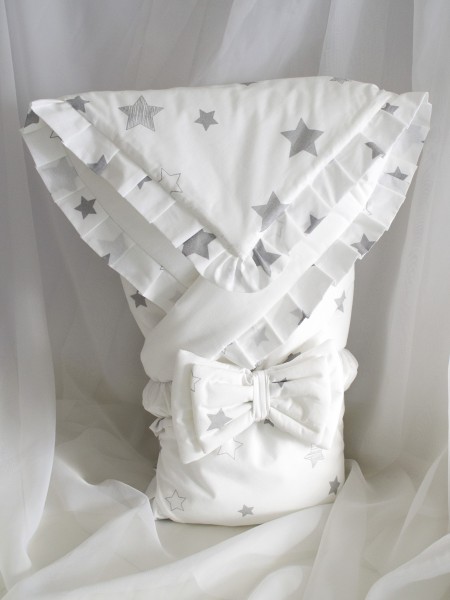 Плед-конверт Счастливая звезда белый рюши