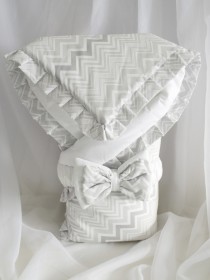 Плед-конверт "Зигзаг" белый рюши