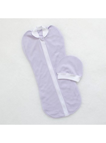 Пеленка-кокон на молнии и шапочка (сиреневый)