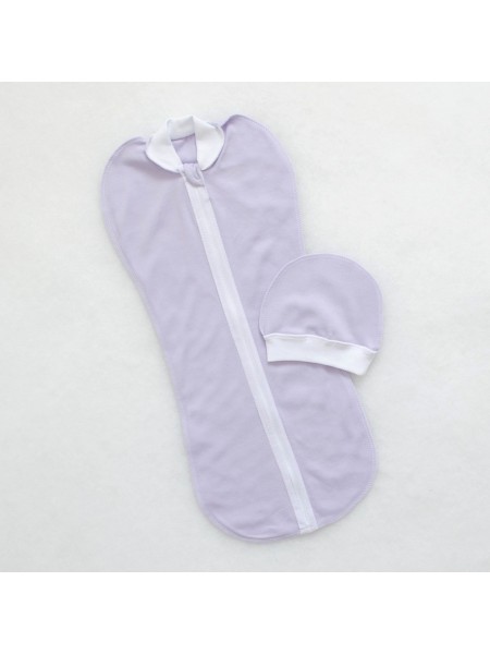Пеленка-кокон на молнии и шапочка (сиреневый)