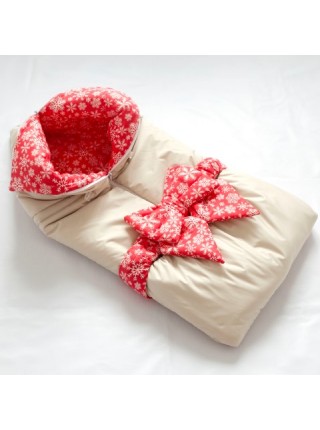 Комплект с пледом Снежинки бежевый зимний