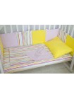 Комплект в кроватку (радуга с желтым)