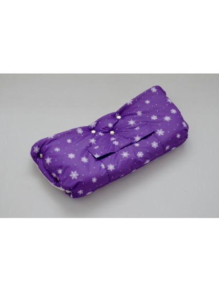 Муфта для коляски на овчине (снежинки на фиолетовом)