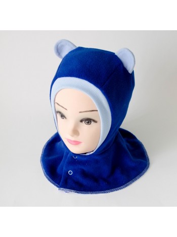 Шапка-шлем Ушки синий/голубой