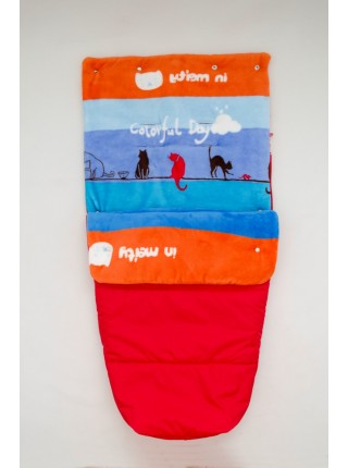 Конверт в прогулочную коляску (красный/котики)