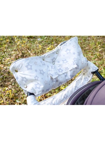 Муфта для коляски на флисе  (молочный со звездами)