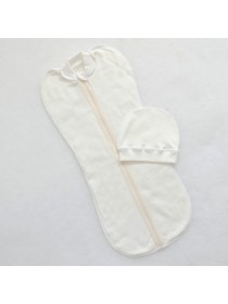 Пеленка-кокон на молнии и шапочка (молочный)