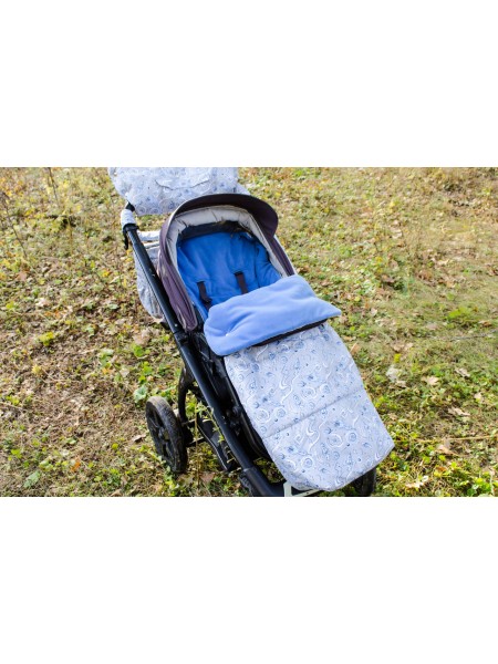 Конверт в прогулочную коляску (серый с ракетами/т.голубой)