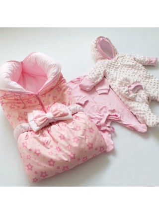 Комплект с комбинезоном Звезды розовый