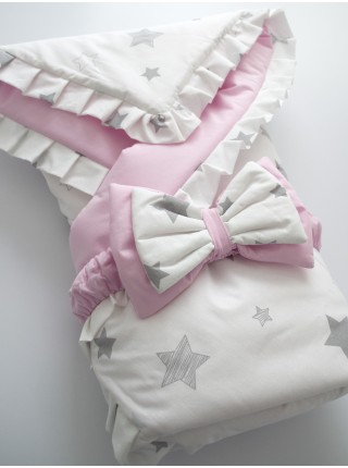 Плед-конверт Счастливая звезда розовый рюши