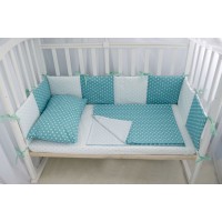 Комплект в кроватку (бирюза с голубым)