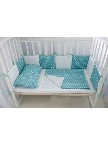 Комплект в кроватку (бирюза с голубым)