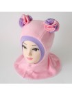 Шапка-шлем Помпоны розовый/сиреневый