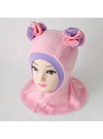 Шапка-шлем Помпоны розовый/сиреневый