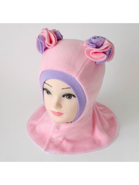 Шапка-шлем Помпоны розовый/сиреневый