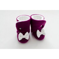 Сапожки "Бордовый с бантиком" флис