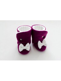 Сапожки "Бордовый с бантиком" флис