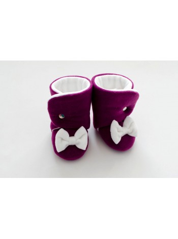 Сапожки Бордовый с бантиком флис